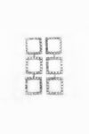 Silver Square Diamante Long Earrings