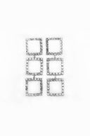Silver Square Diamante Long Earrings