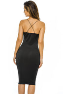 Black Strappy Embroidered Bodycon Dress