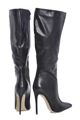 Long Plain Pointy Heeled Boot