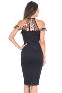 Embroidered Midi Dress with Frill Detail
