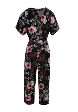 Floral Wrap Frill Sleeve Jumpsuit