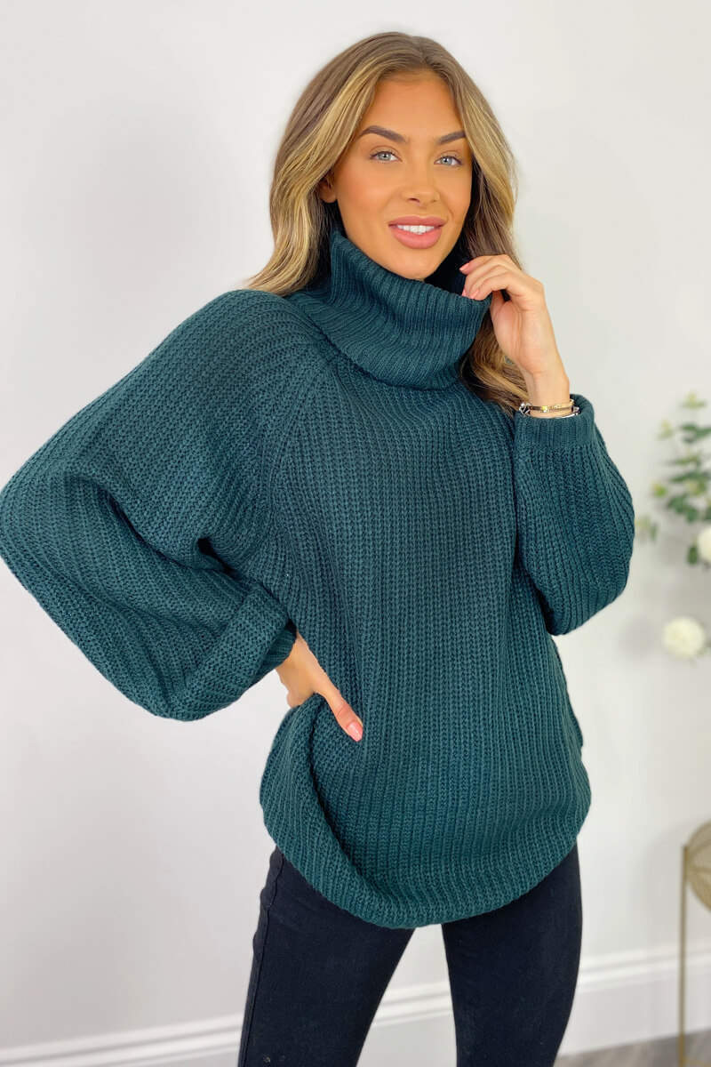 Green balloon sleeve jumper clearance