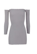 Grey Bardot Ruffle Detail Knit Dress