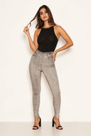 Grey Frayed Hem Jeans