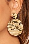 Gold Circle Hammered Earrings