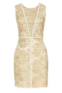 Gold Embroidered A Line Dress