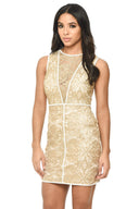 Gold Embroidered A Line Dress