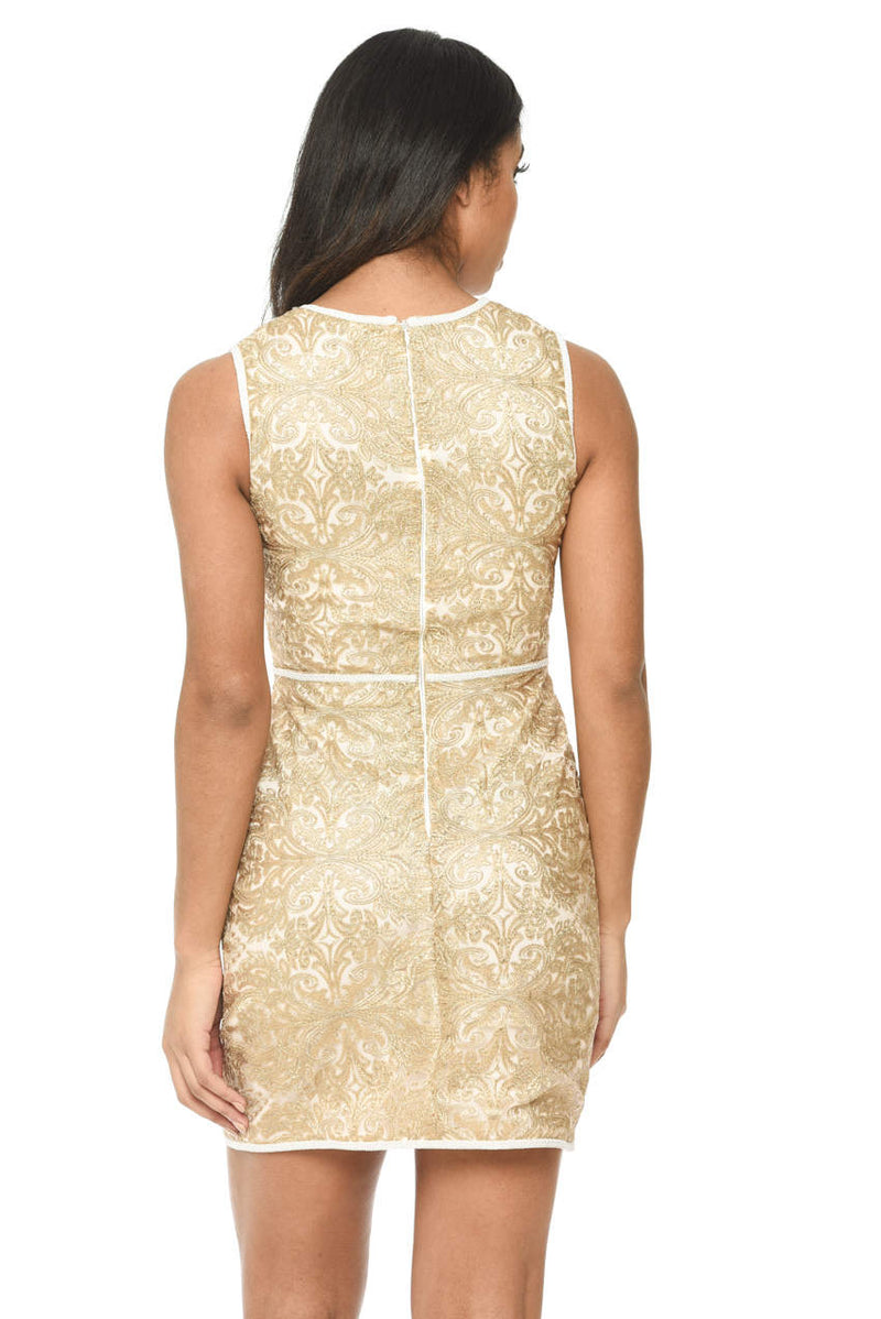 Gold Embroidered A Line Dress