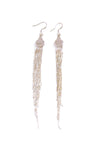 Gold Fringed Chain Sleek Drop Down Earrings