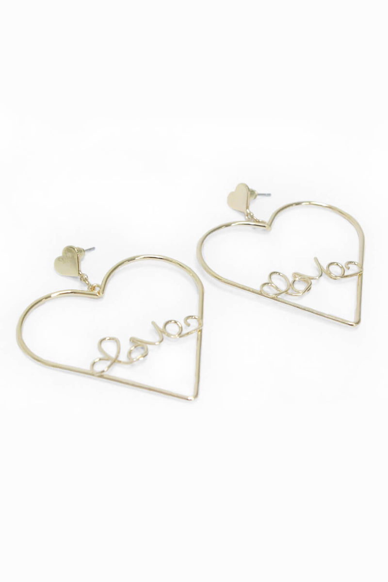 Gold Love Heart Earrings