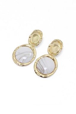 Gold Marble Circle Earrings