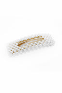Gold Oversized White Pearl Rectangle Hair Clip