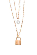 Gold Padlock And Diamante Layered Necklace
