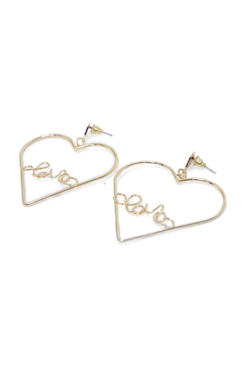 Gold Love Heart Earrings