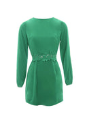Green Crochet Waist Long Sleeved Dress