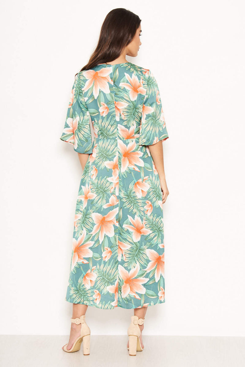 Green Maxi Dress | Green Floral Wrap Maxi Dress | AX Paris