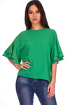 Green Frill Sleeve Top