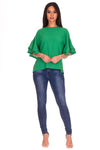 Green Frill Sleeve Top