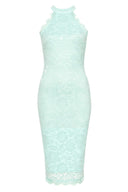 Green Lace High Neck Bodycon