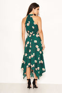 Green Leopard Print High Neck Dress AX Paris