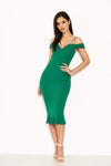 Green Off The Shoulder Strappy Fishtail Dress