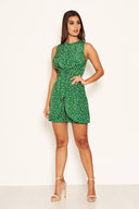 Green Patterned Knot Front Playsuit