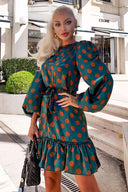 Green Spotty Dress With Frill Hem