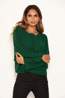 Forest Green Wide Sleeve Cropped Knit Jumper