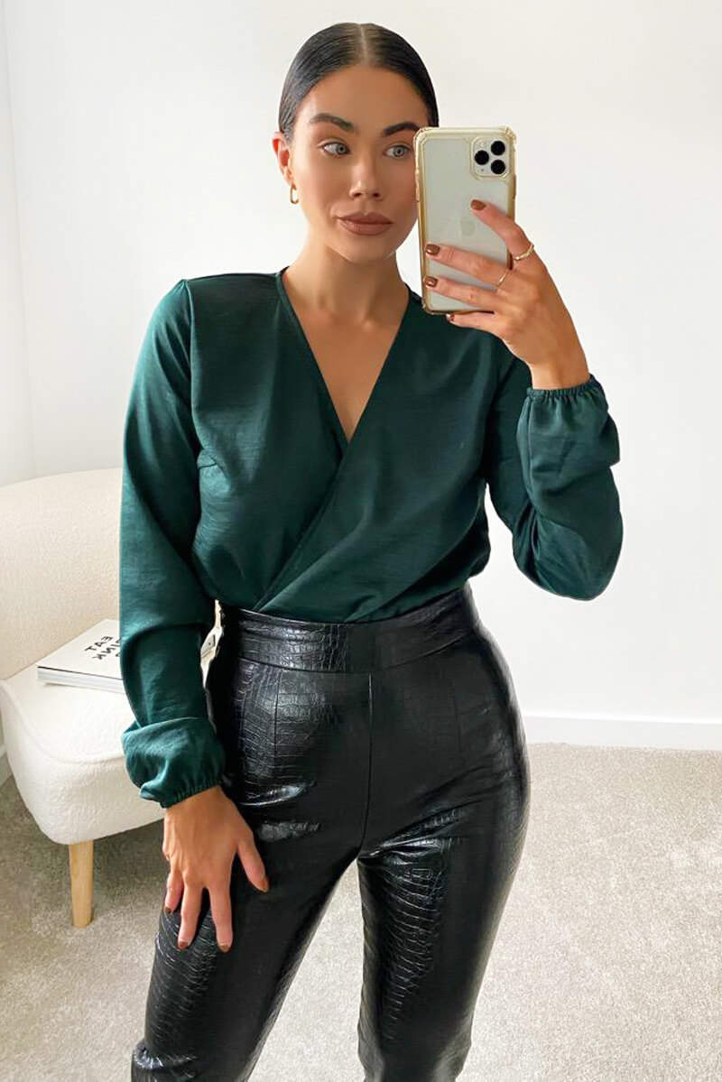 Green Wrap Over Bodysuit – AX Paris