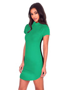 Green Mini Dress With Black Panel Detailing