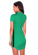 Green Mini Dress With Black Panel Detailing