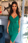 Green Button Front Detail Dress