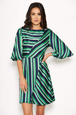 Green striped Skater Dress
