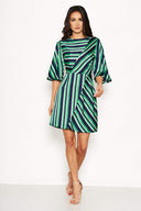 Green striped Skater Dress