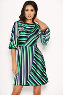 Green striped Skater Dress