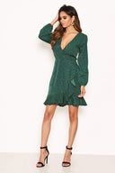 Green Polka Dot Frill Hem Dress