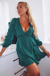 Green Polka Dot Frill Hem Dress