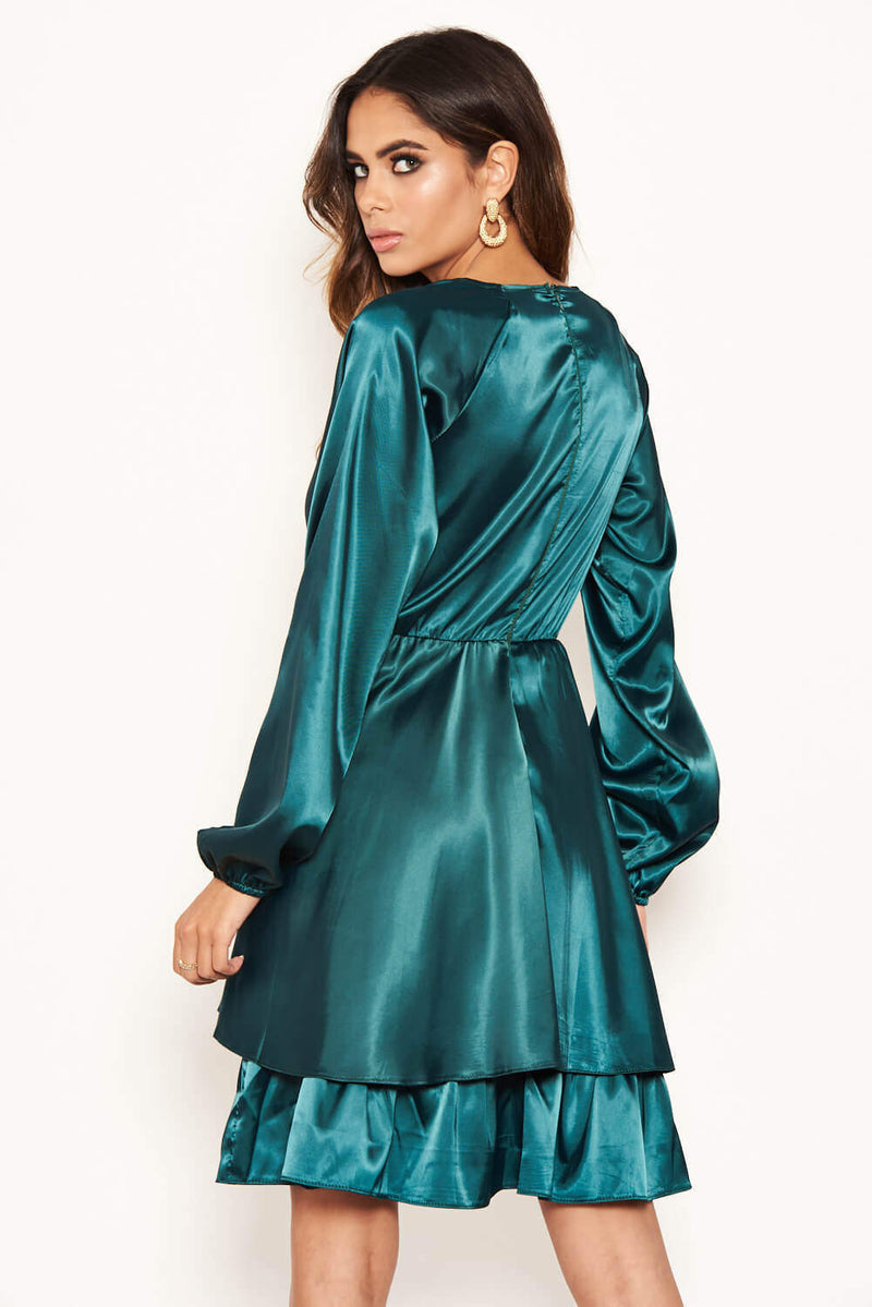 Green Satin Wrap Shirt Dress – AX Paris