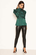 Green Spotty Puff Sleeve Top