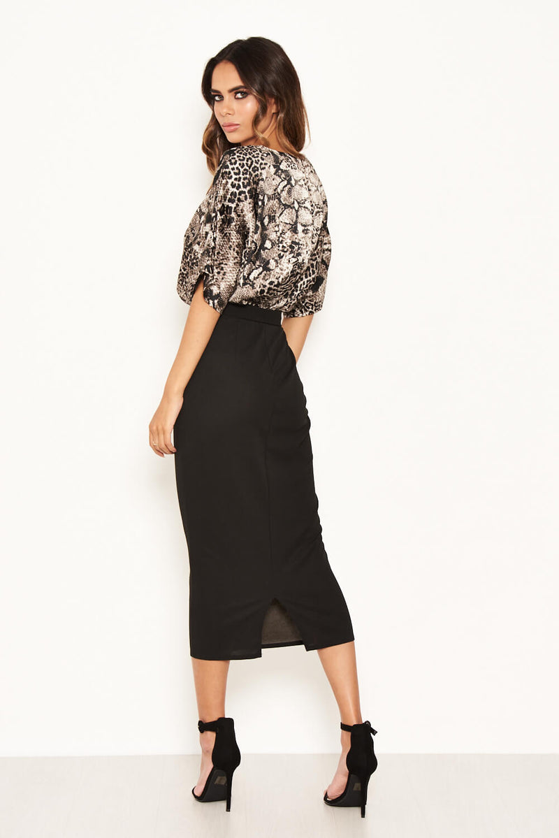 Grey 2 in 1 Animal Print Midi Dress