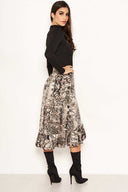 Grey Animal Print Wrap Skirt