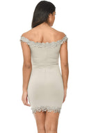 Grey Bardot Mini With Lace Detail