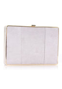 Grey Box Suede Clutch with Gold Detail