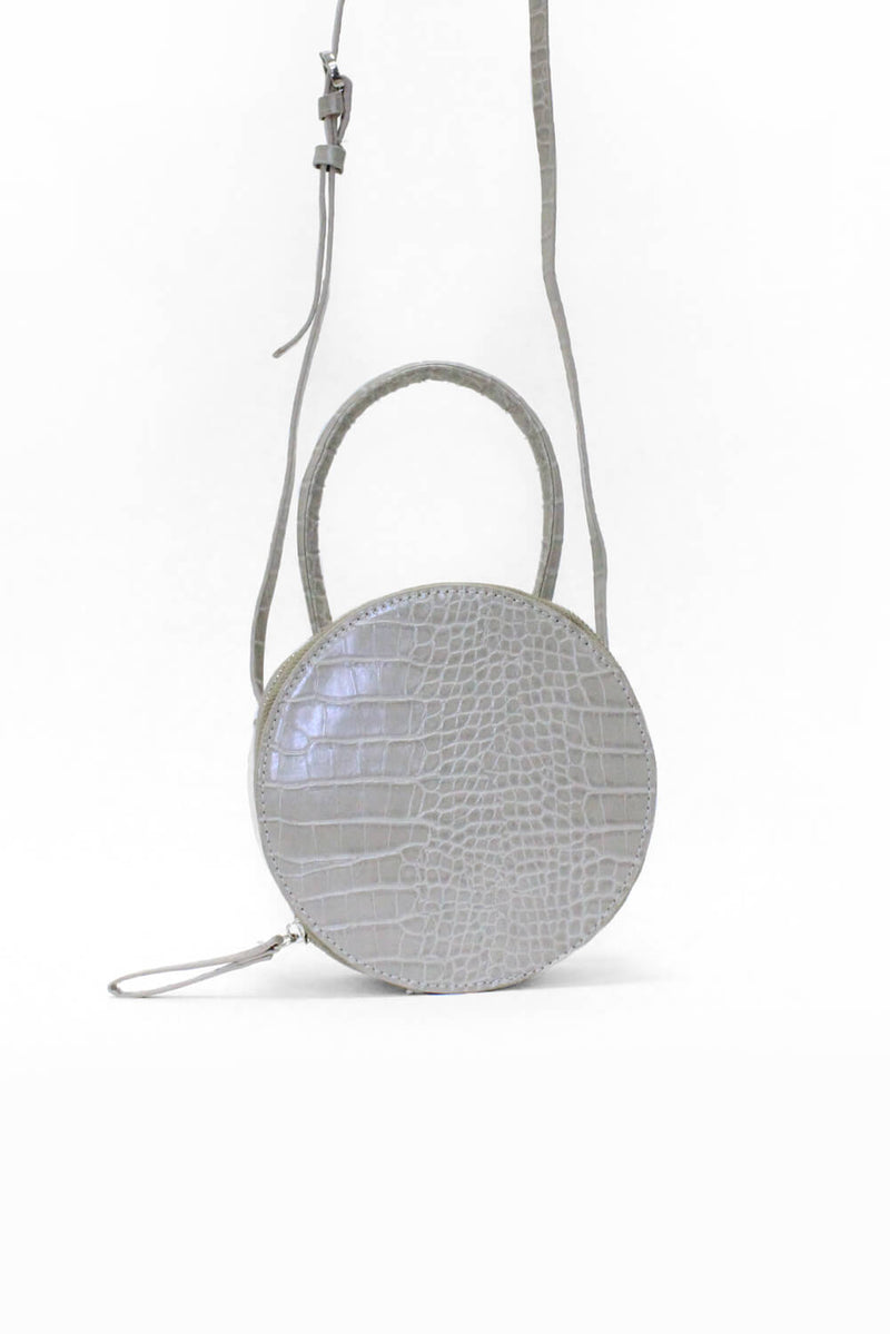 Grey Circular Croc Bag