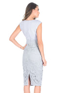 Grey Crochet Skirt Midi Dress