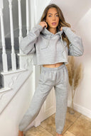 Grey Cropped Hoodie Lounge Set