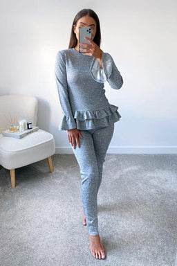 Grey Double Frill Lounge Set