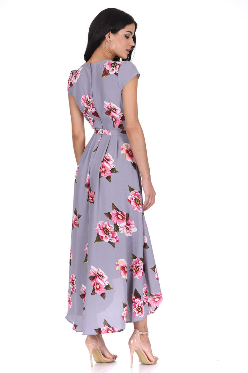 Grey Floral Print Dress – AX Paris