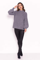 Grey Jumper With Pearl Detail